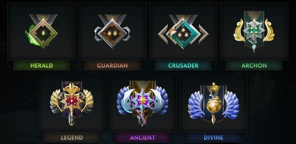 All the rank medals except for Immortal in Dota 2.