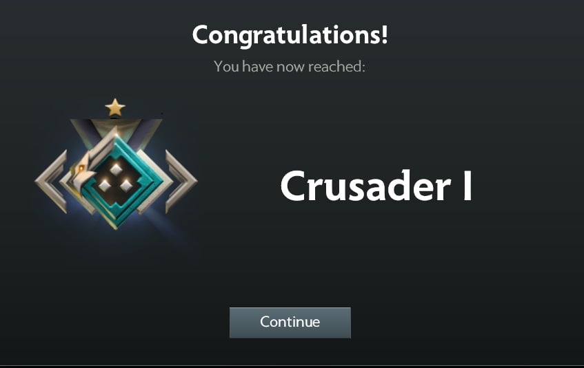 The Crusader rank medal in Dota 2.