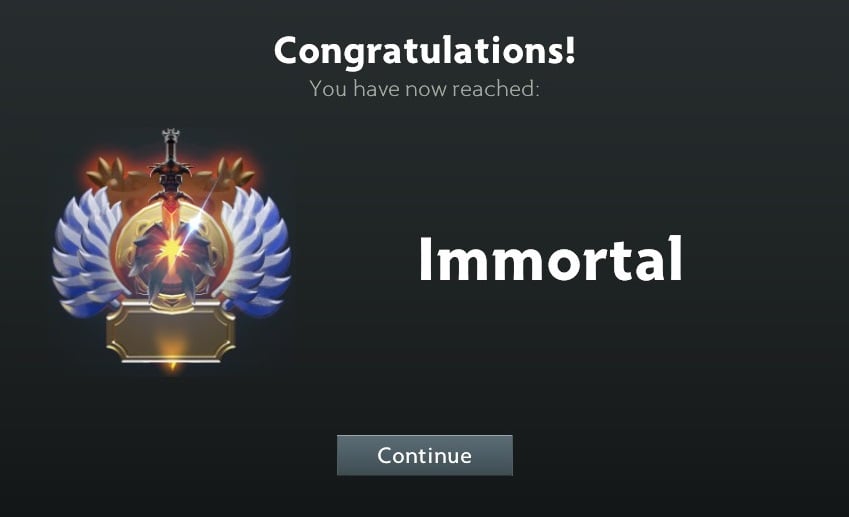 The Immortal rank medal in Dota 2.
