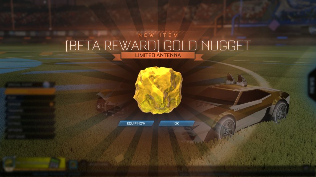The Gold Nugget antenna in Rocket League.