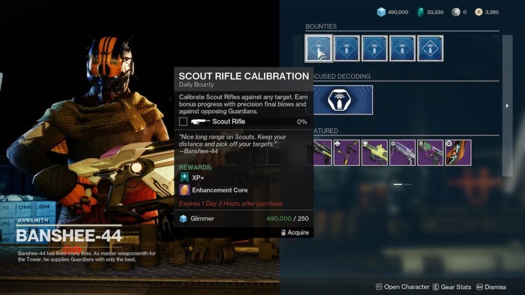 Gunsmith bounties in Destiny 2