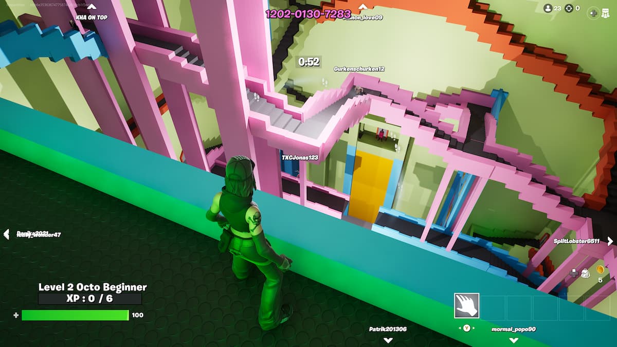 looking down over the multicolored stairways in octo game 1 fortnite