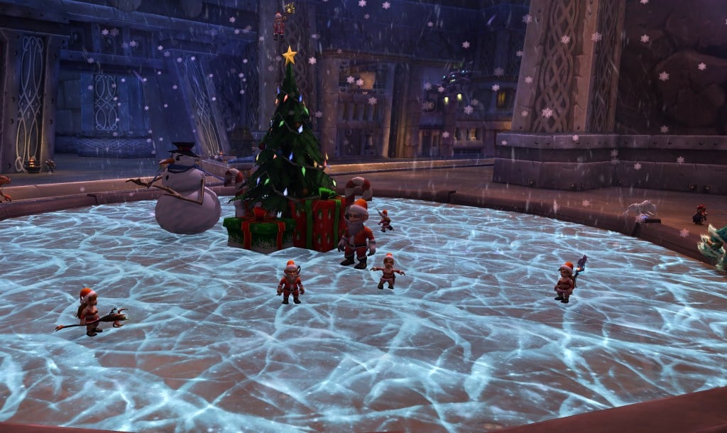 The giant snowglobe in Ironforge during Winter Veil in World of Warcraft Dragonflight