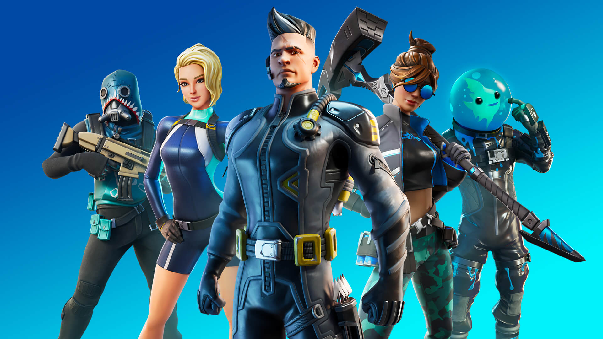 Assorted skins from Fortnite