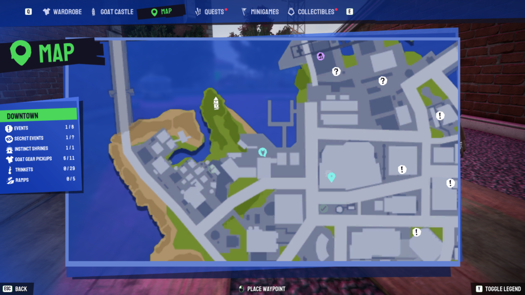 A screengrab from Goat Simulator 3 showing the location of the Lamb Graffiti