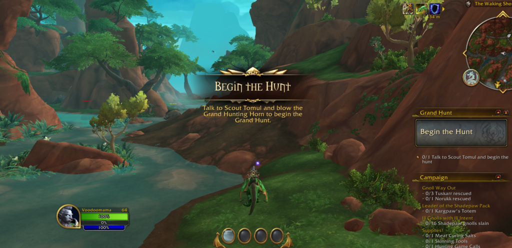 WoW character entering the Grand Hunt area and starting the event