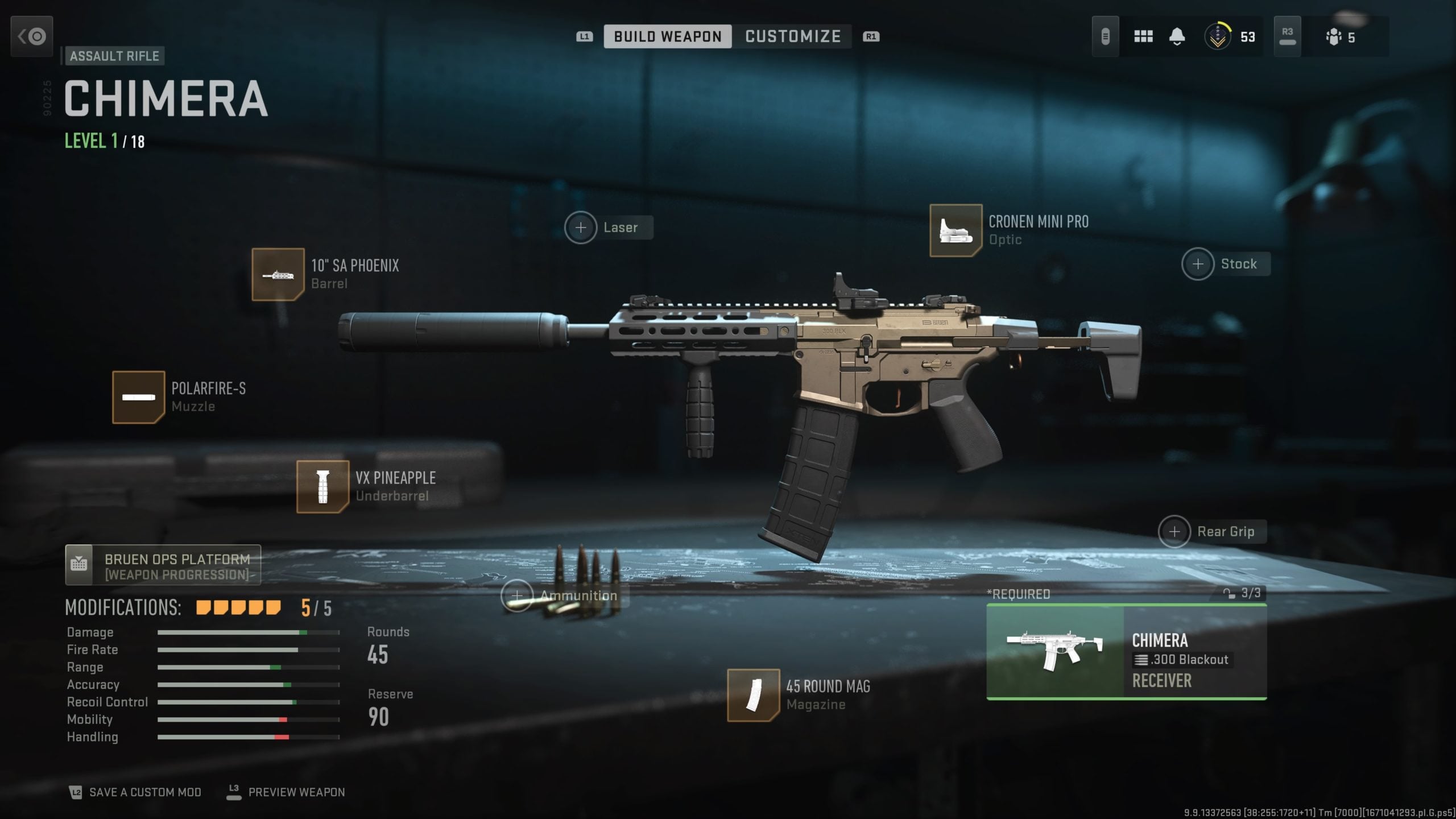 Image of the best Chimera setup in the MW2 gunsmith page.