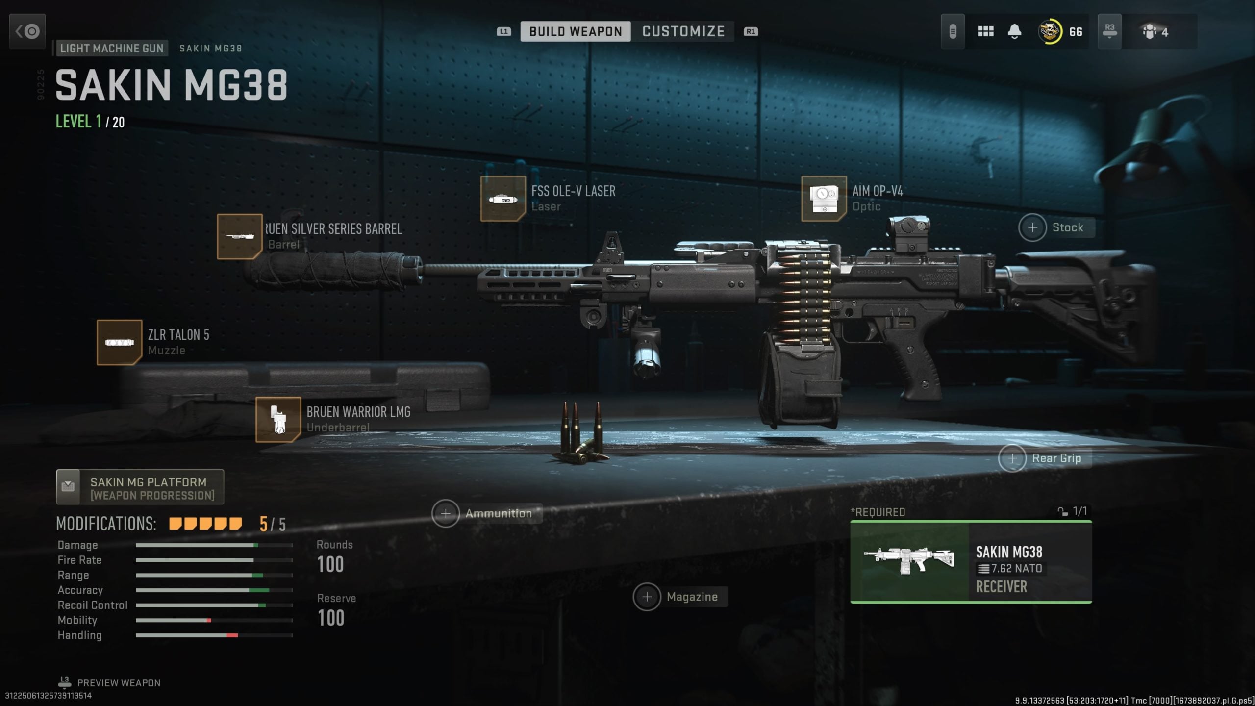 A screenshot of the best SAKIN MG38 loadout in Warzone.