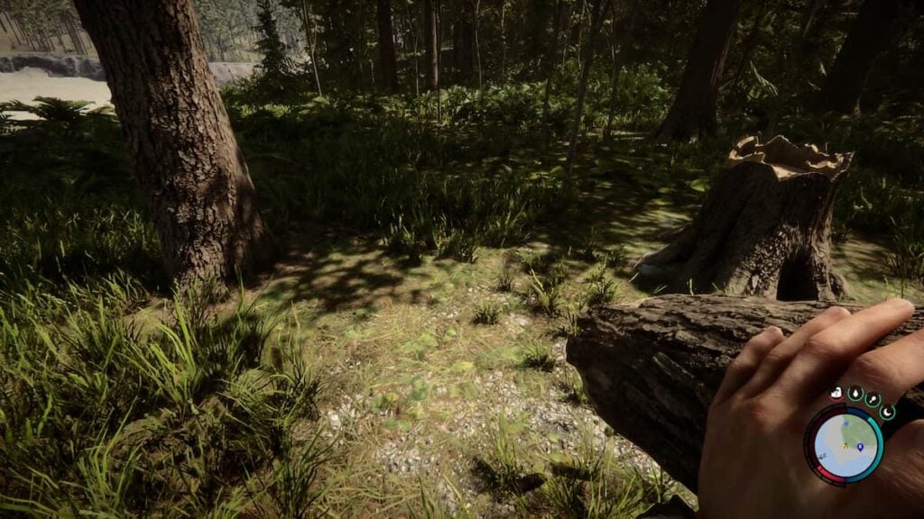 Player carrying a log in Sons of the Forest