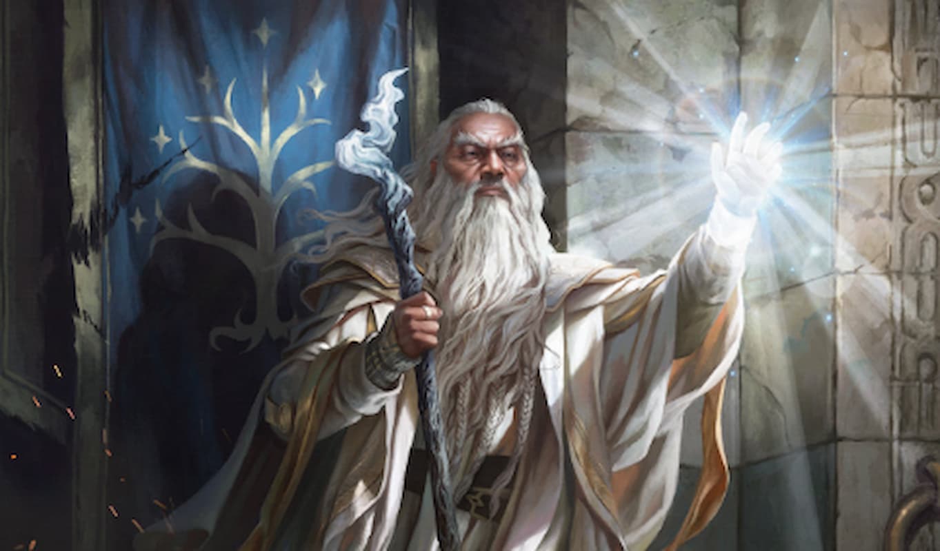 Image of Gandalf the White wizard in MTG Lord of the Rings set