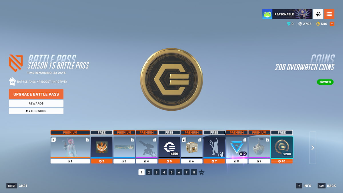 An image from the current Overwatch 2 battle pass, which allows players to level up and collect Overwatch Coins for free.