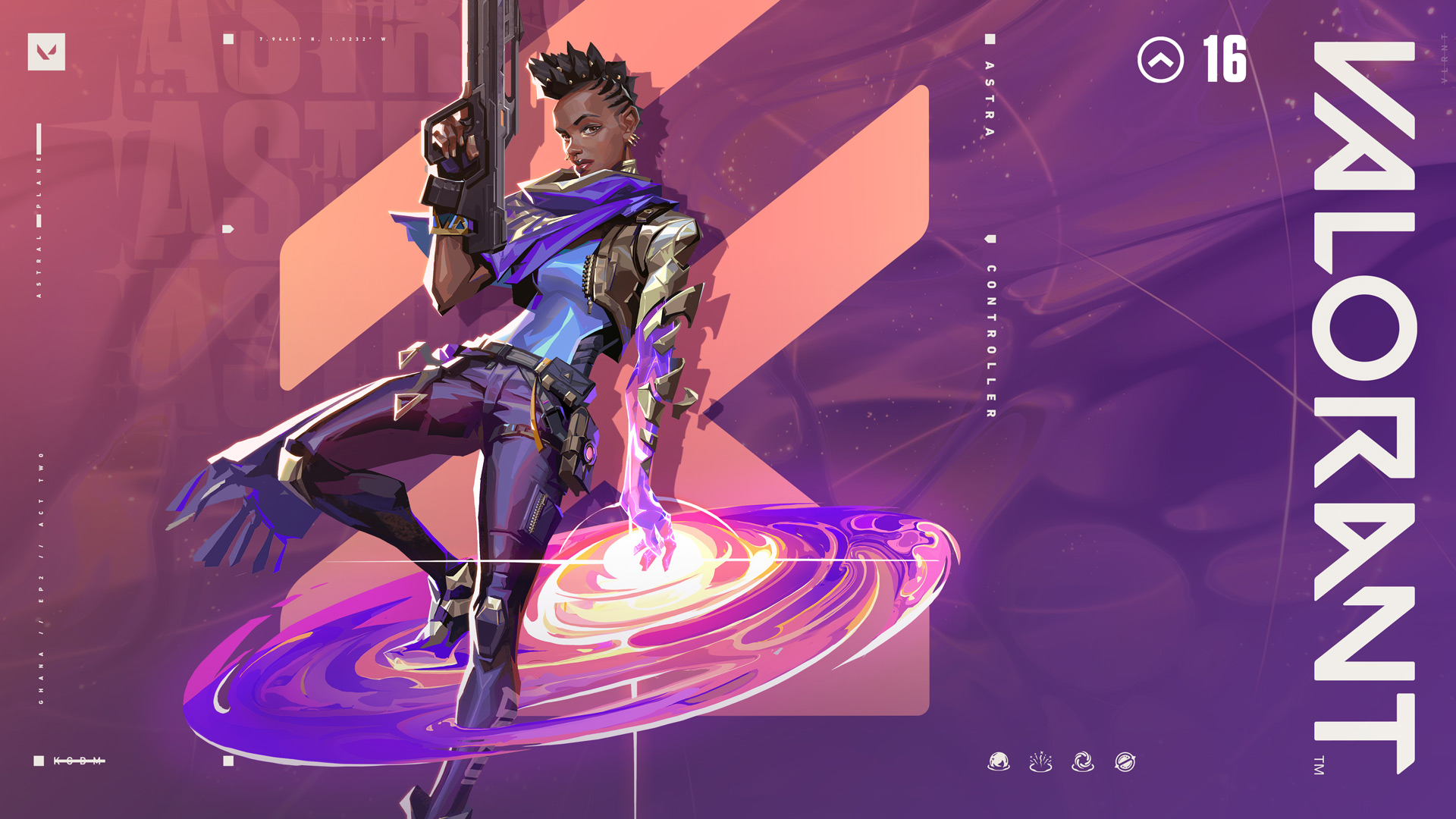 Wallpaper of one of VALORANT's controllers, Astra.