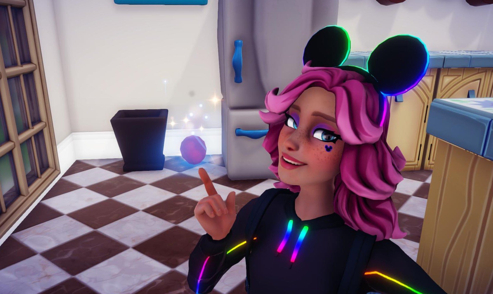 The player taking a selfie with the Red Potato in Remy's house.