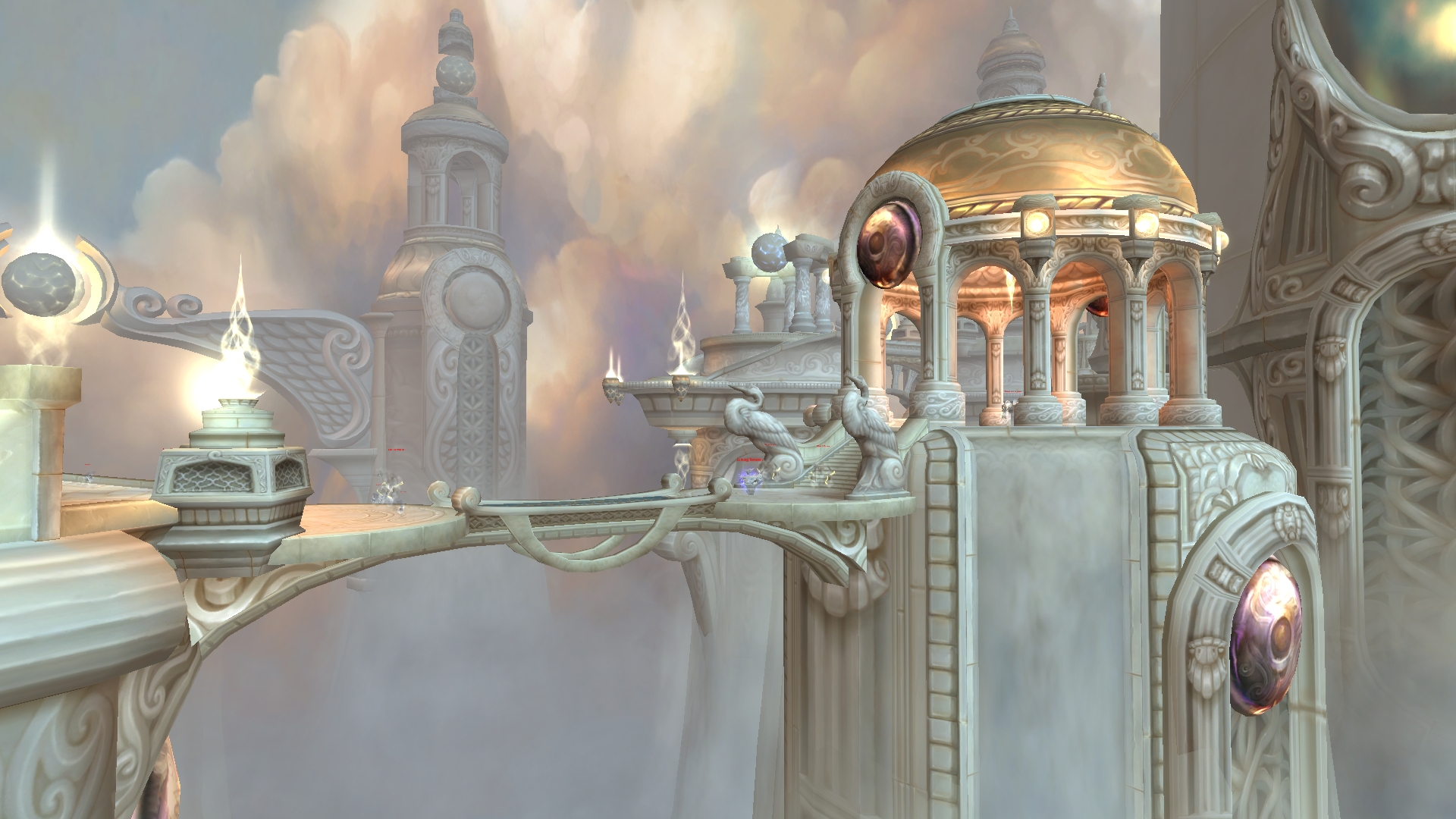 A bridge in World of Warcraft's Vortex Pinnacle.