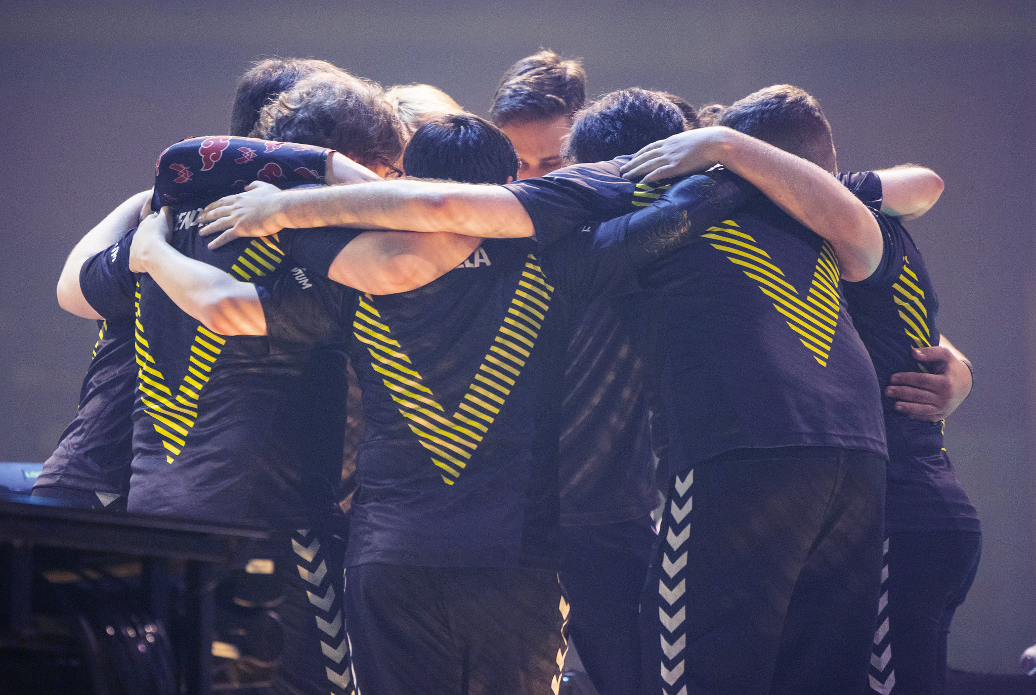 Team Vitality huddles onstage at VCT LOCK//IN.