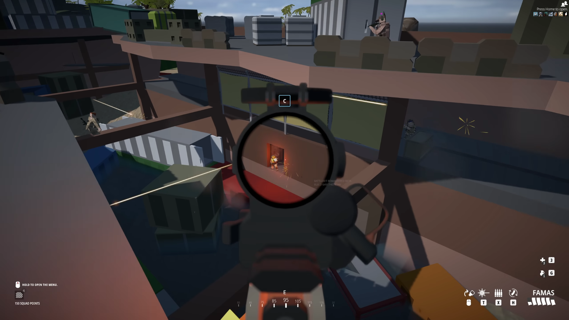 A BattleBit Remastered player shooting an enemy on a construction site.