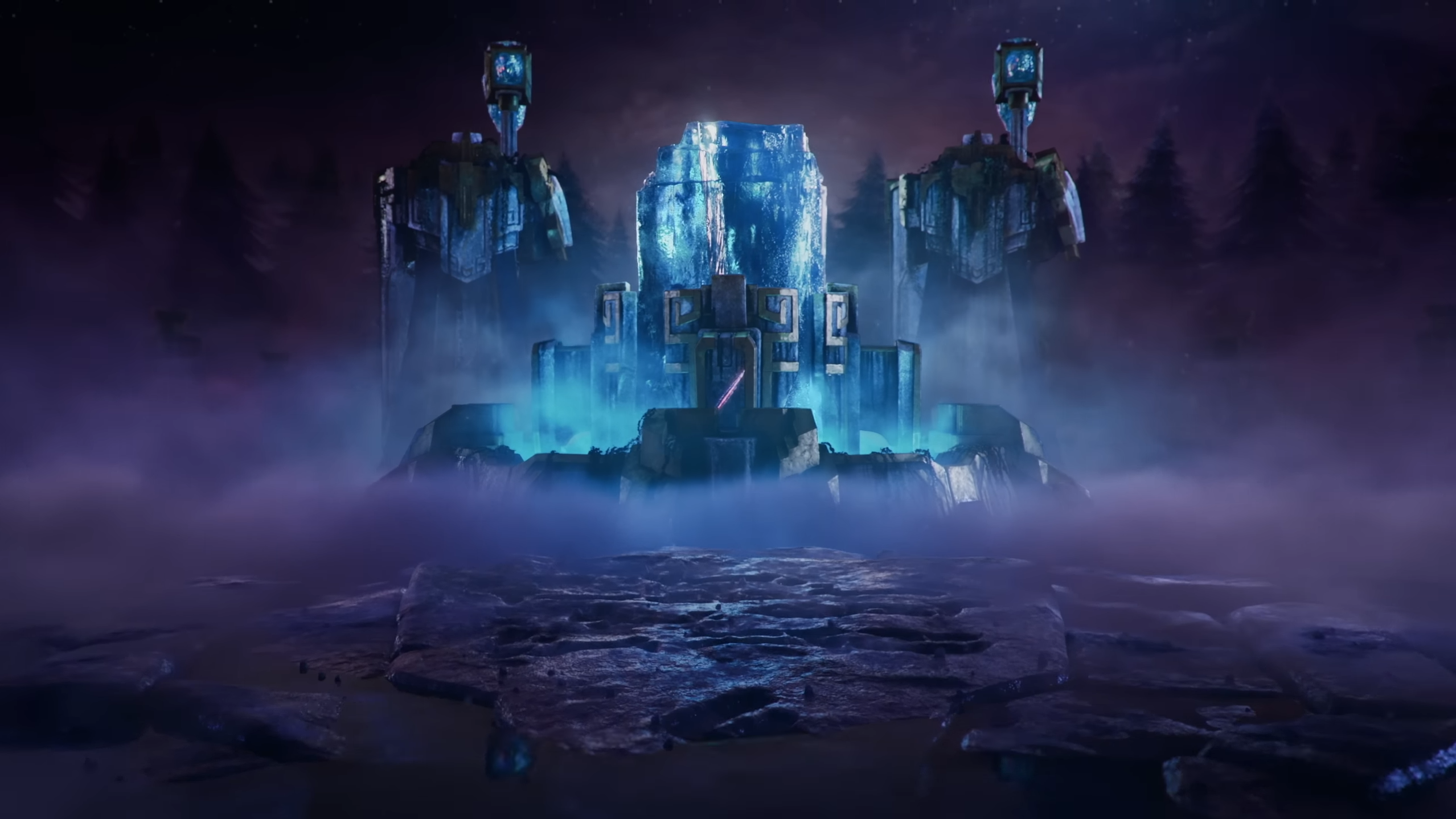 Nexus and two turrets next to it in Brink of Infinity cinematic.