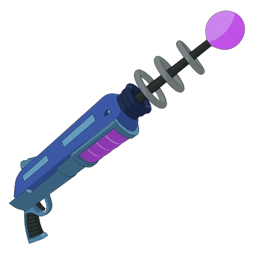 Bender's Shiny Metal Raygun, a purple and blue weapon.