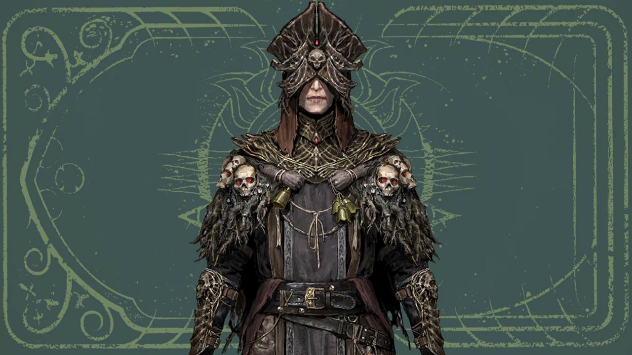 A person wearing leather armor with a mask in Diablo 4