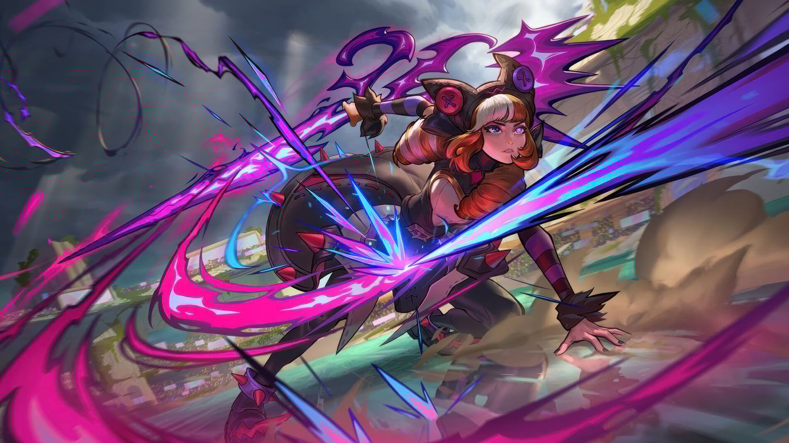 Soul Fighter Gwen swings her cartoonish fencing scissors in League of Legends