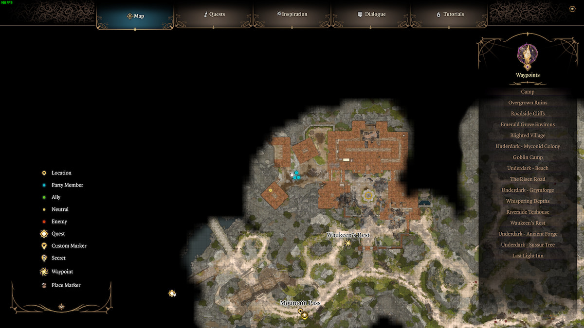 A map screenshot of the entrance to the Zhentarim Hideout