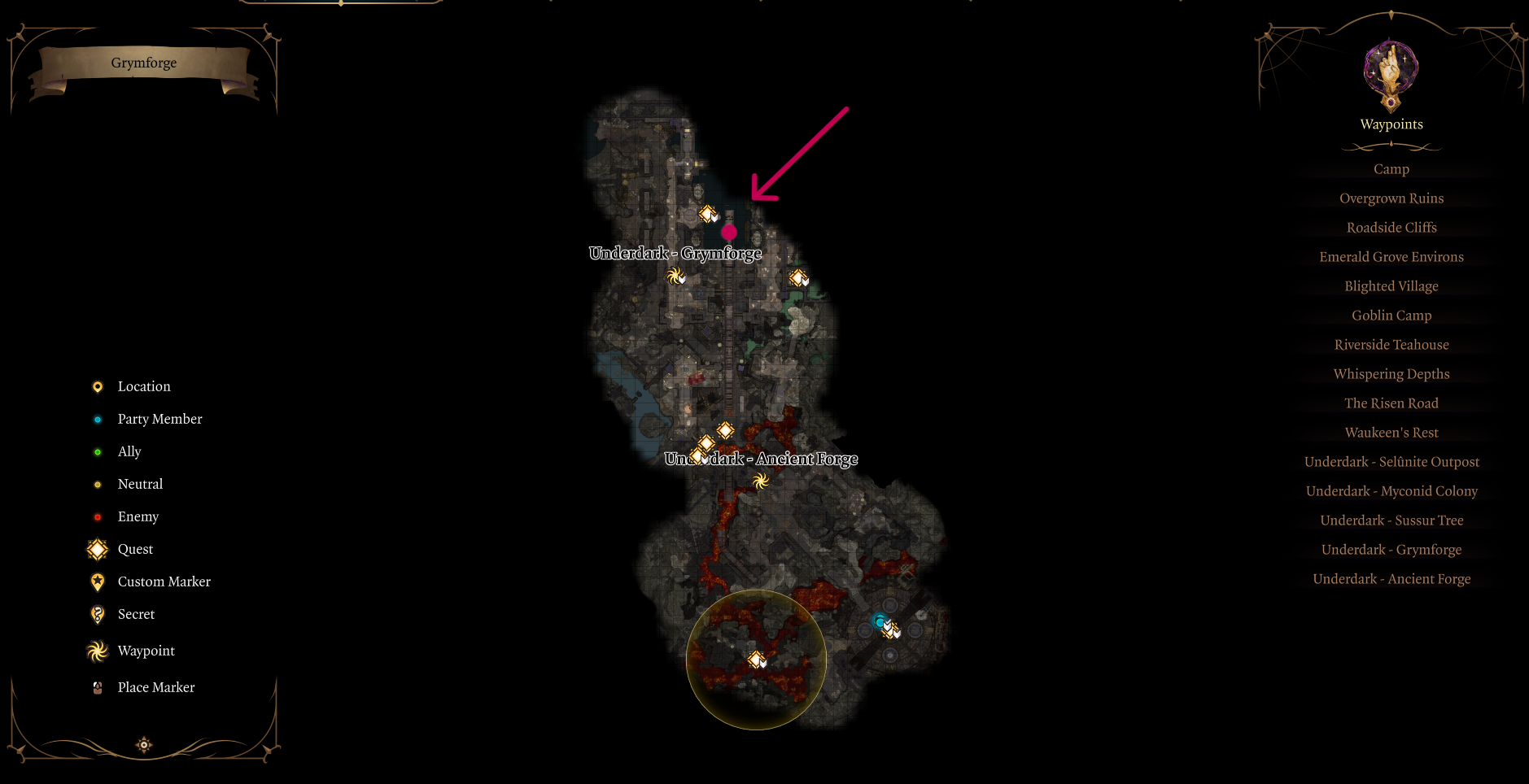 Highlights the location of Adamantine Longsword Mould.