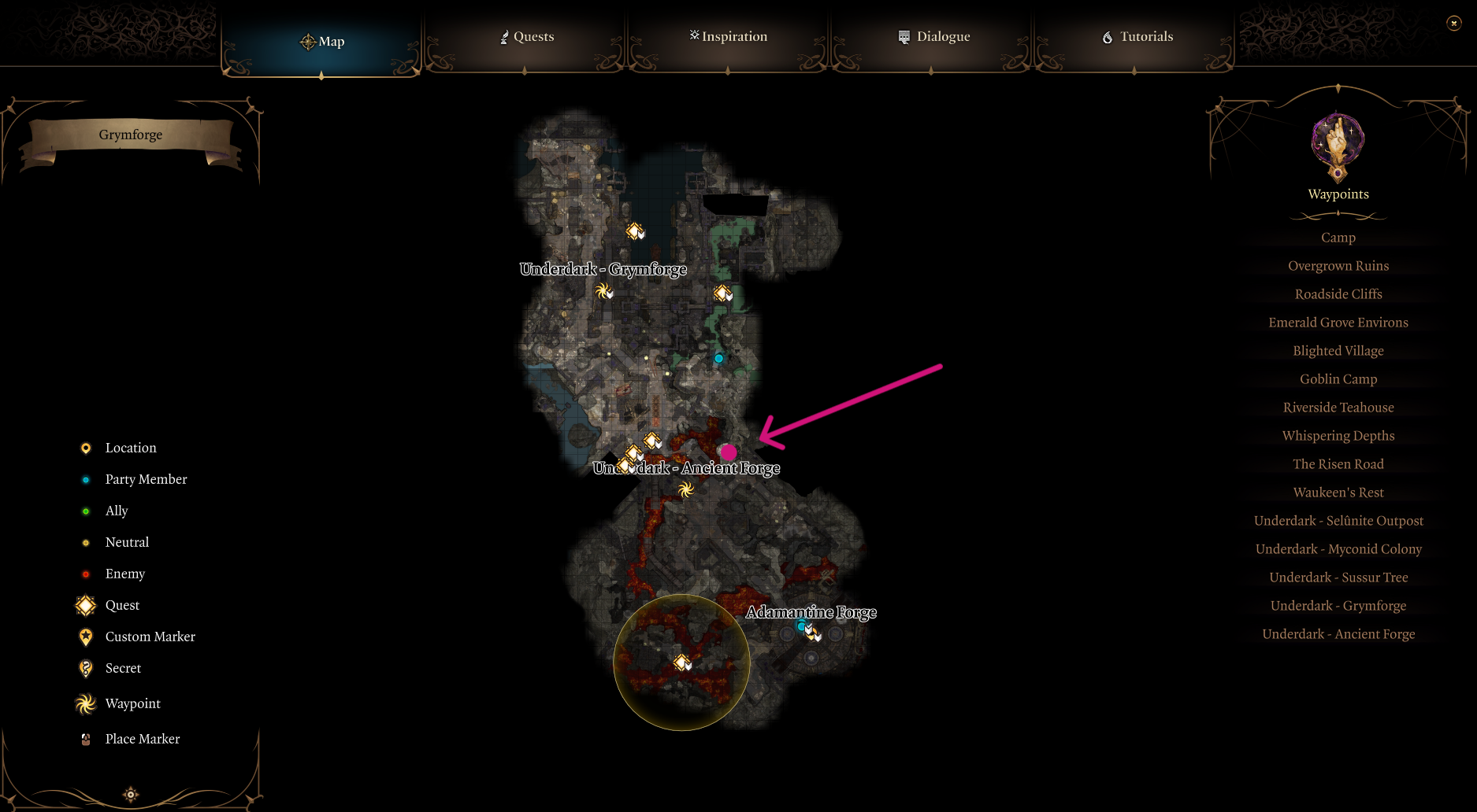 Highlights the location of the Splint mould.