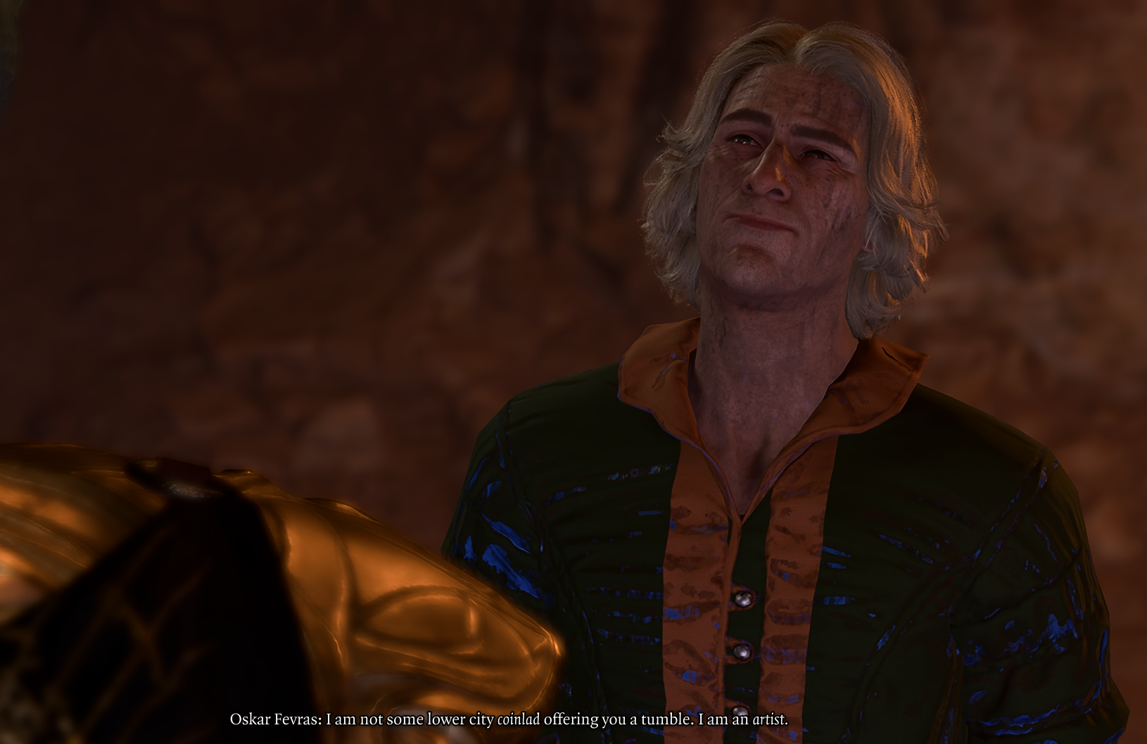 Displays Oskar, an NPC for the sidequest Free the Artist in BG3.