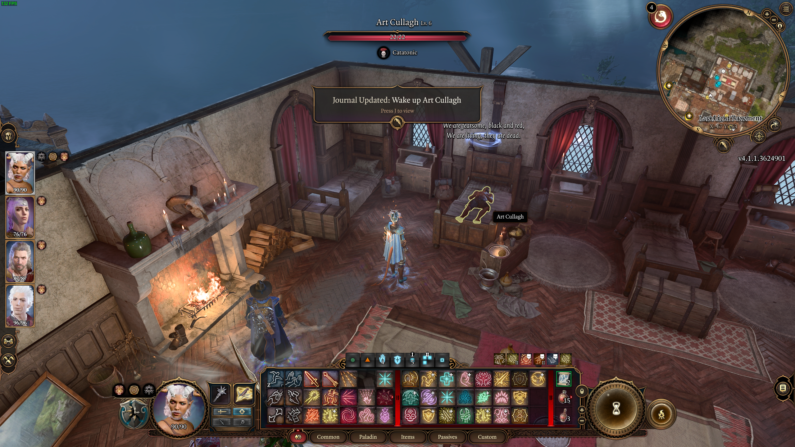 Art Cullagh sleeping on the bed at the Last Light Inn