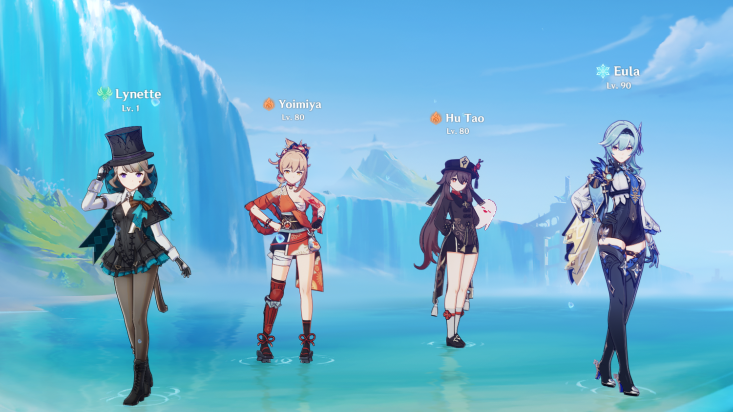 A team setup on the Hydro Fontaine background.