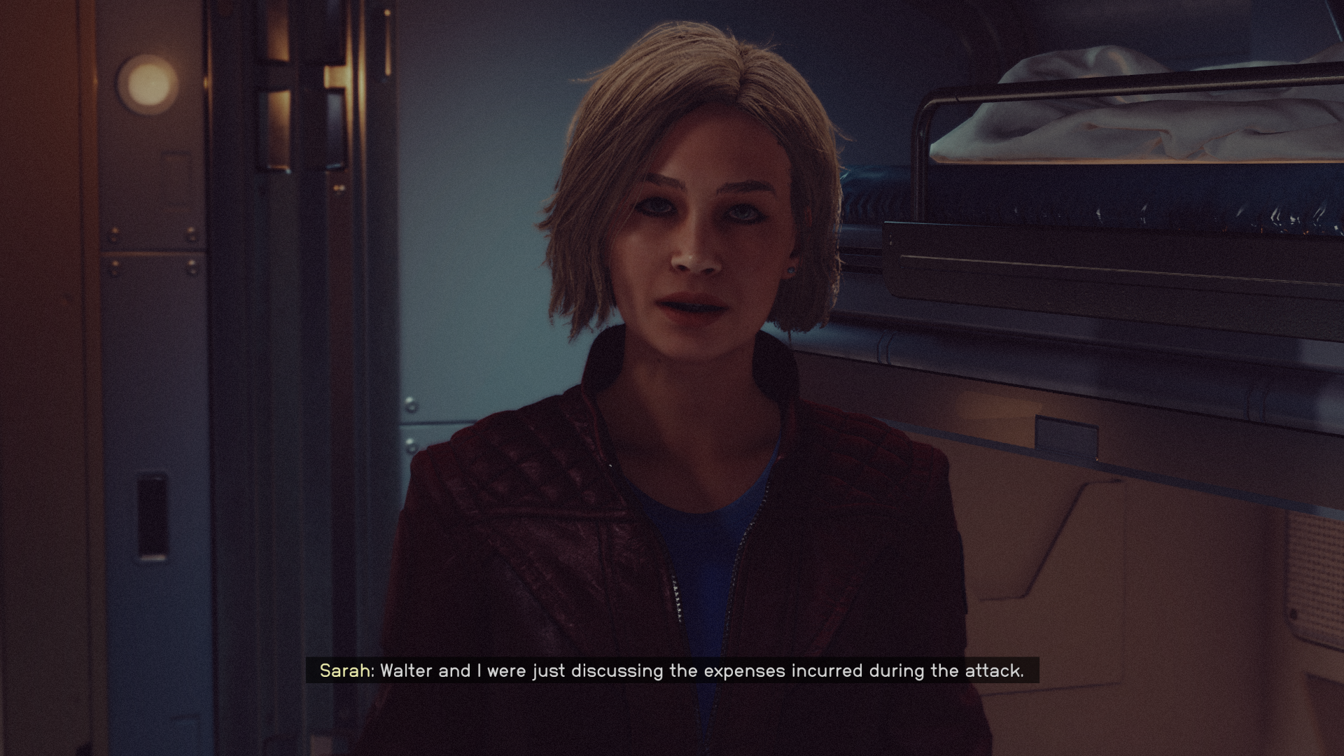 Sarah Morgan talking to the player character in Starfield.
