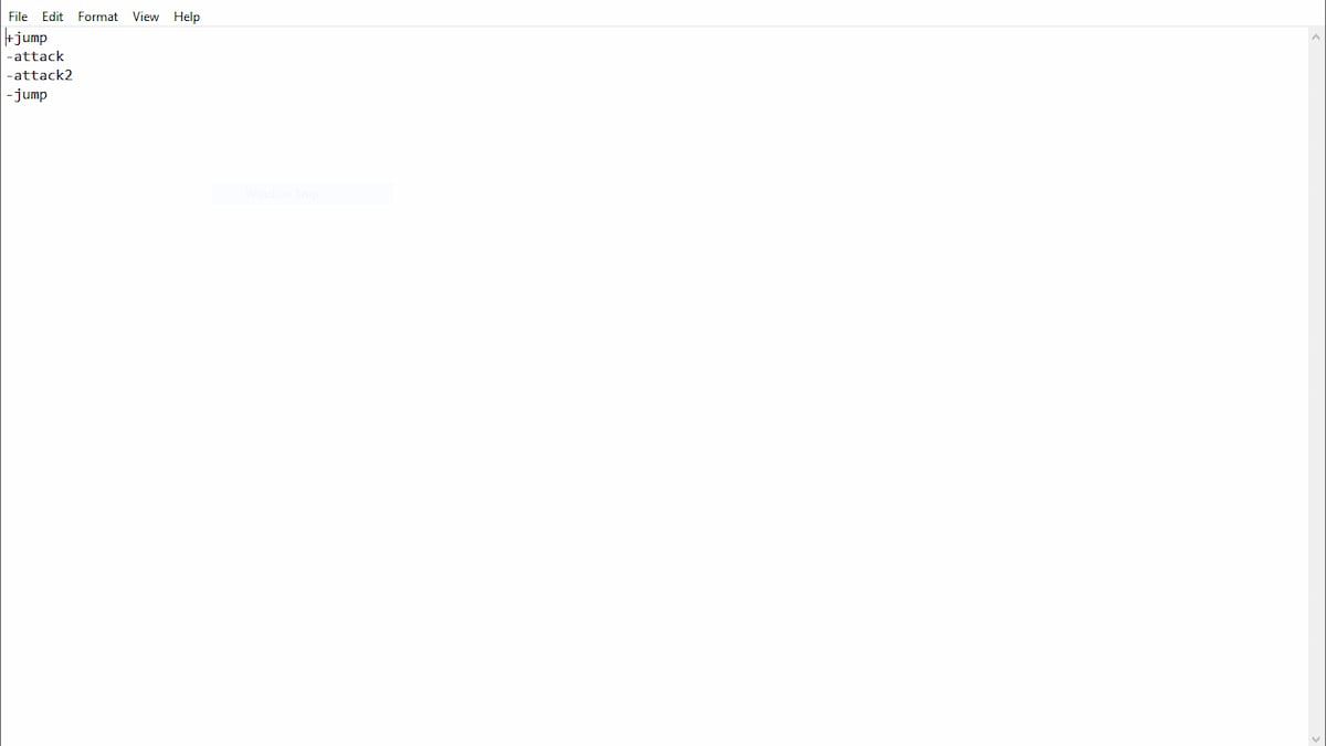 Jump throw config file for CS2, in Notepad.