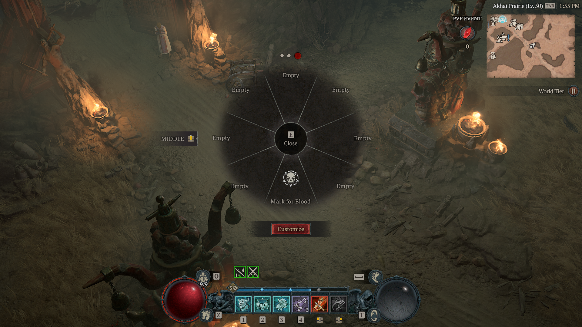 Screenshot of emote wheel in Diablo 4.