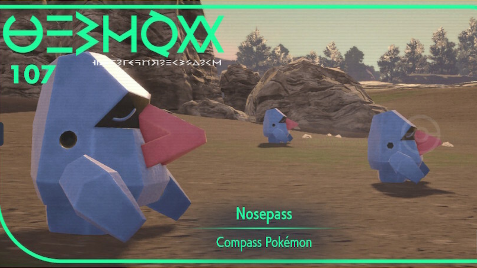Nosepass Pokédex entry in Pokémon Scarlet and Violet The Teal Mask DLC.