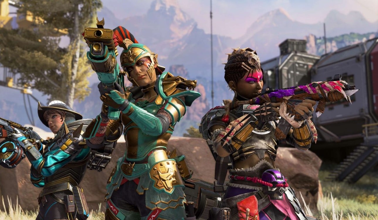 Loba, Rampart, and Wattson from Apex Legends.