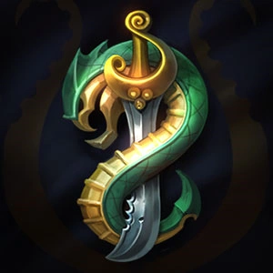 Serpent crest summoner icon featuring a serpent wrapped around a sabre from League of Legends.