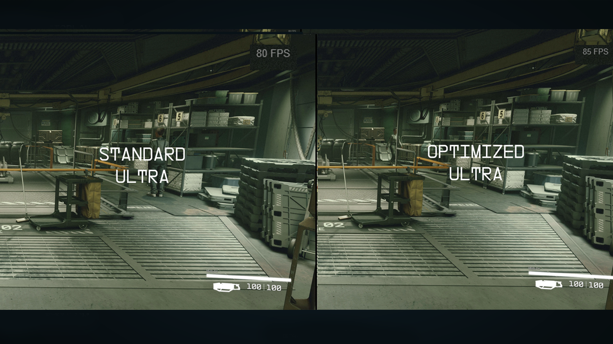 A side by side comparison of two scenes from Starfield. 