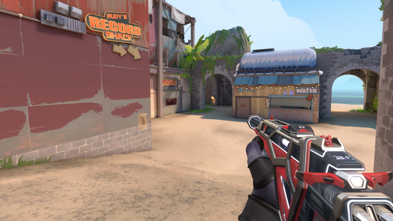 Omen holding a spectre firing at Gekko