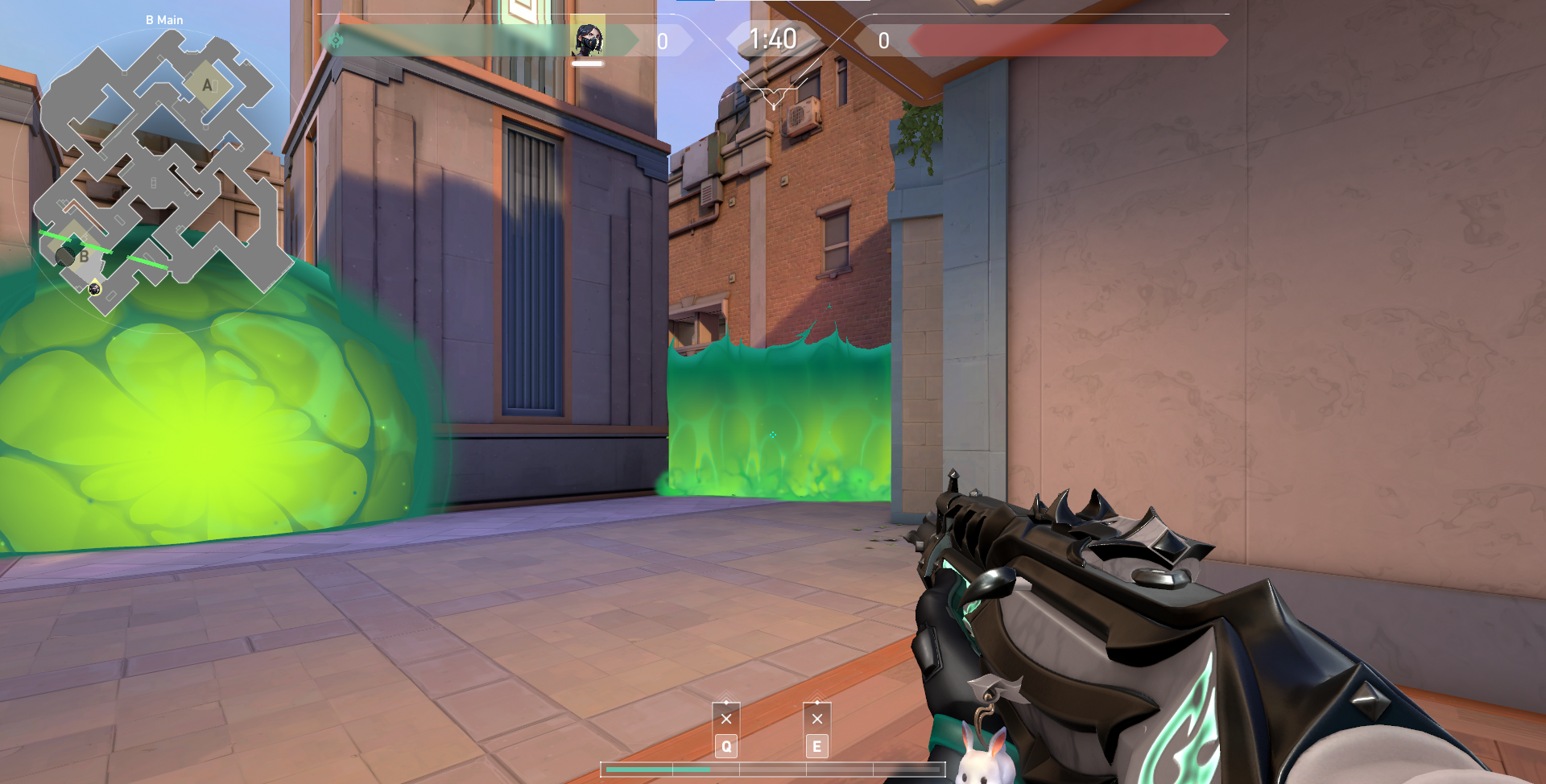 Viper attack setup for B Site in Sunset, VALORANT. 