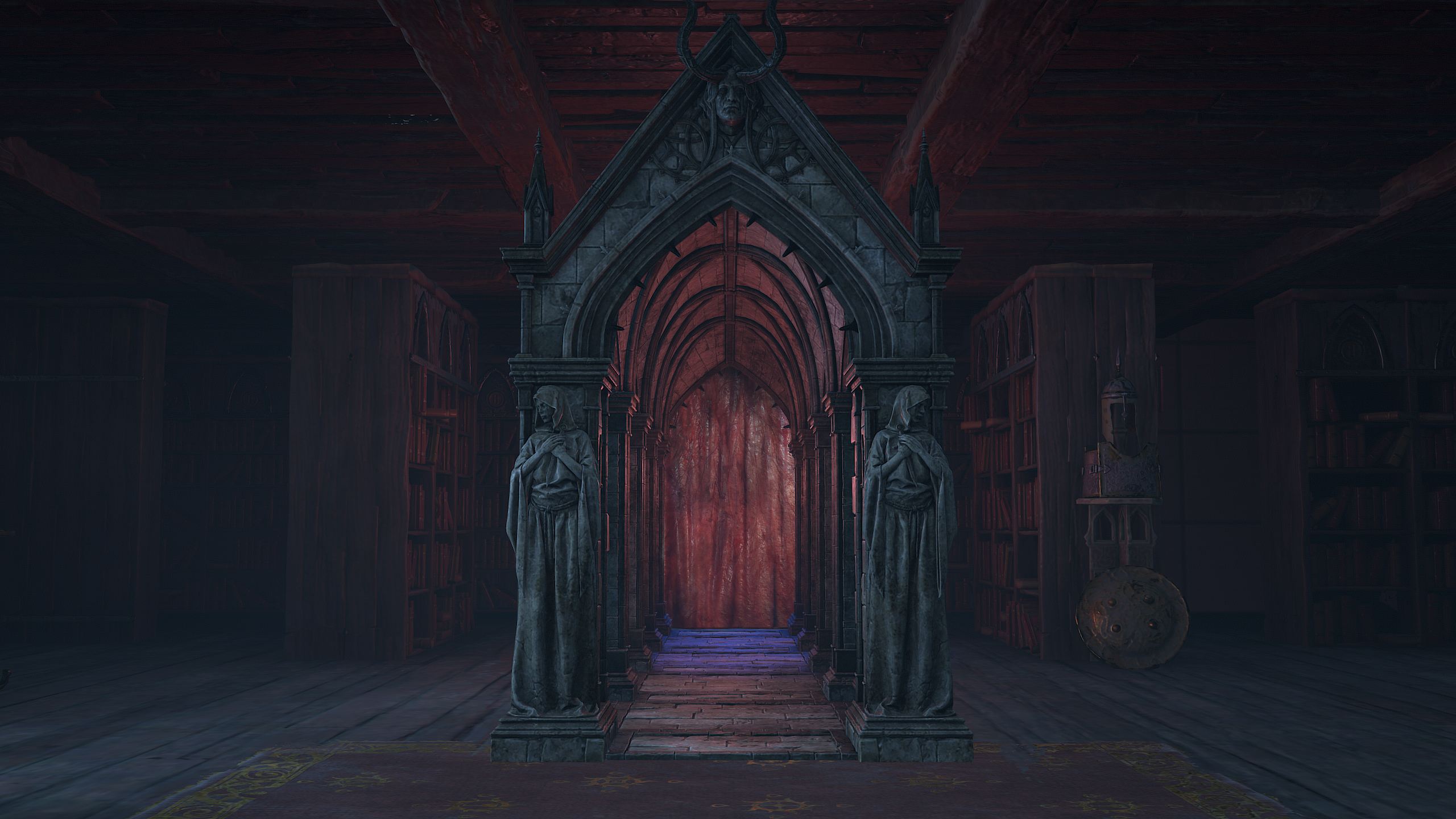 A screenshot of a red doorway in Diablo 4