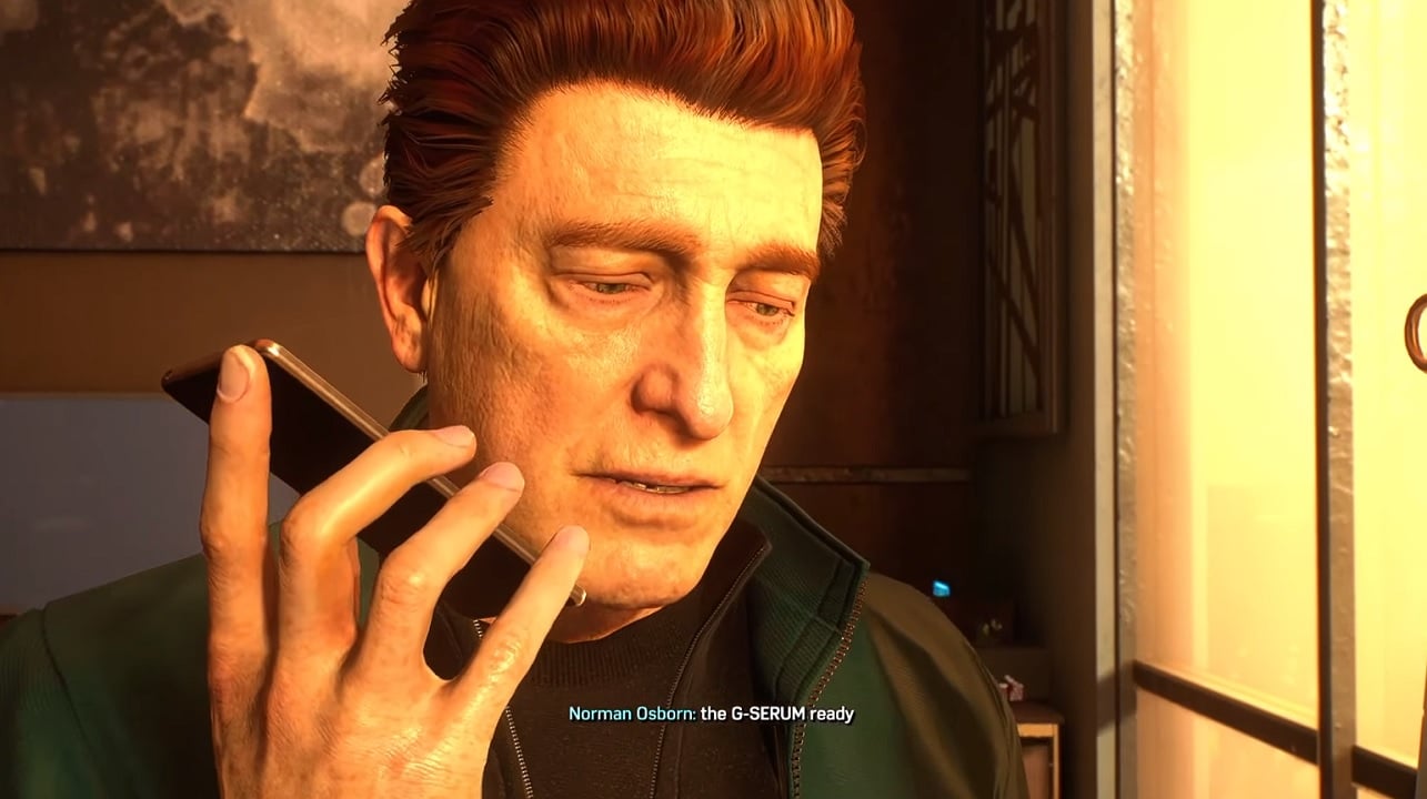 There is a shot of Norman Osborn using his cell phone.