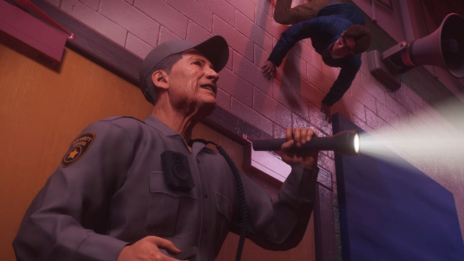 Peter Parker and a security guard