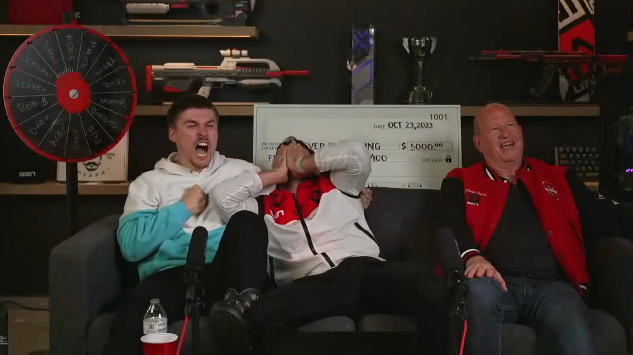 Ludwig, Tarik, and Rob Moore react to the end of the Sentinels vs. Moist VALORANT showmatch.