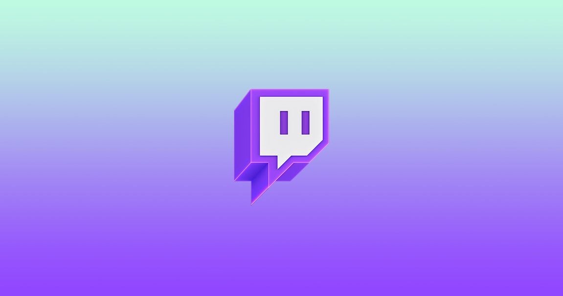 The Twitch logo displayed on a multicoloured background.
