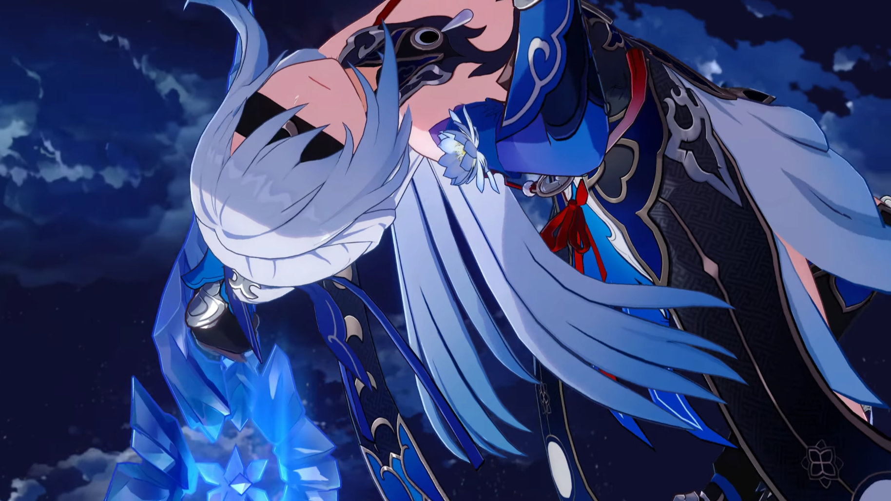 Jingliu flipping upside down in a battle.