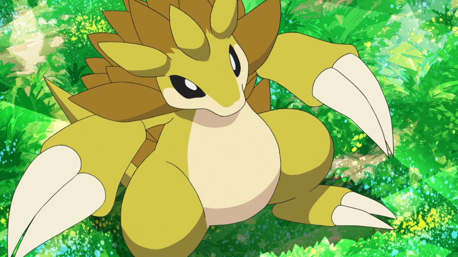 A close-up shot of Sandslash, the best Pokemon ever, from the anime.