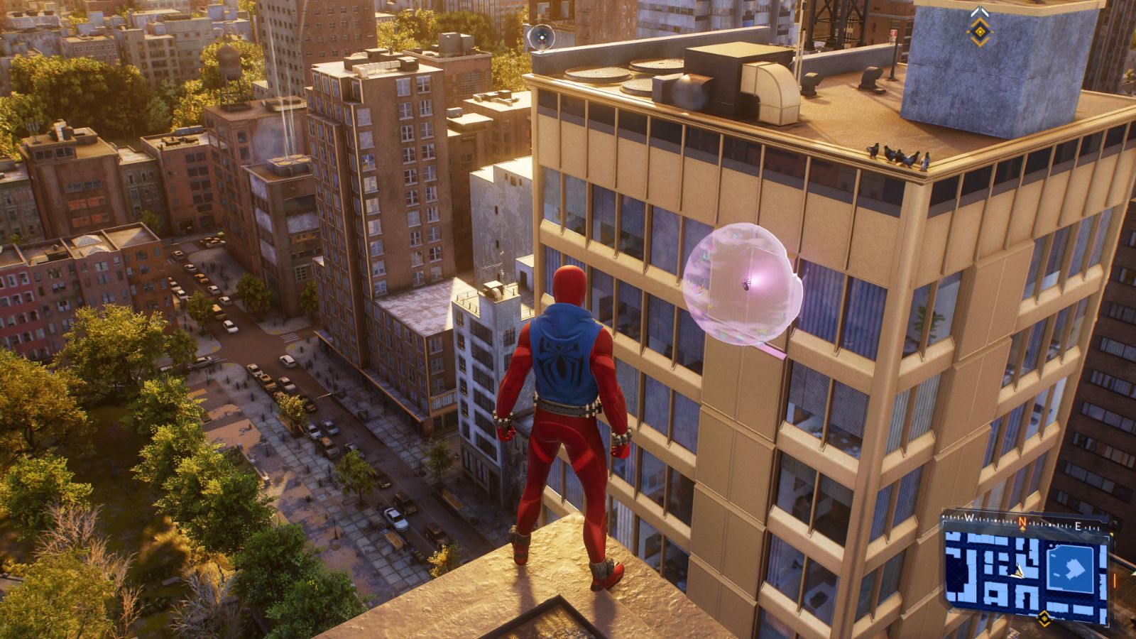 Spider-Man, a Spider-Bot, and some pigeons