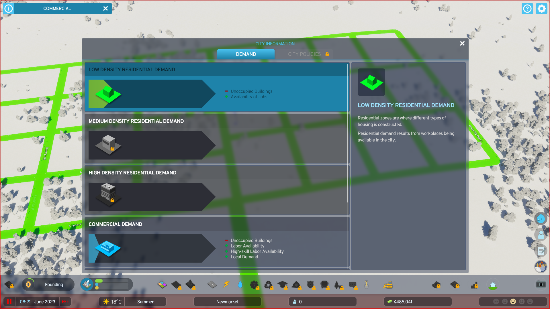 Zoning details in Cities Skylines 2.