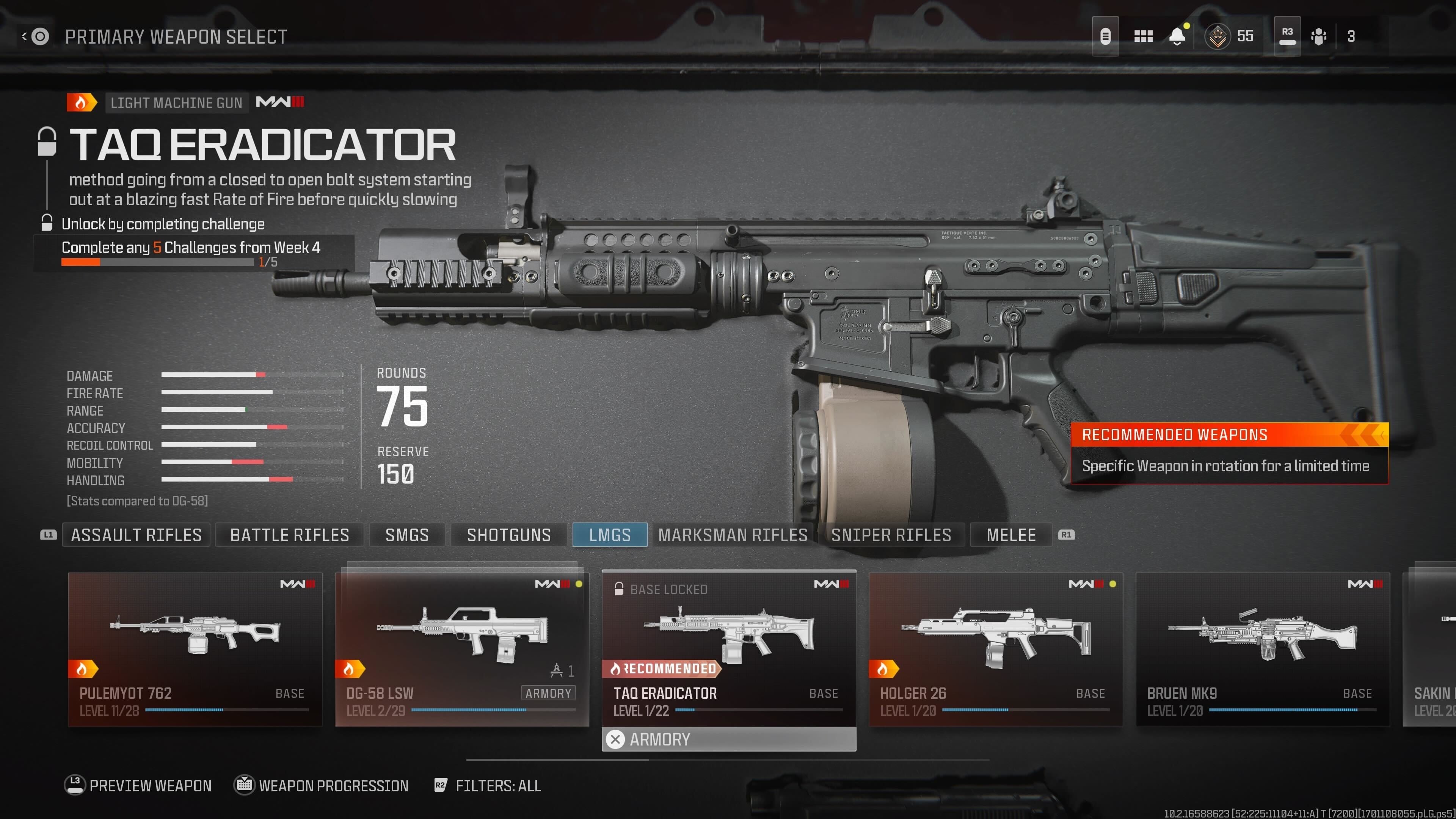 Screenshot of TAQ Eradicator in MW3's create-a-class menu.