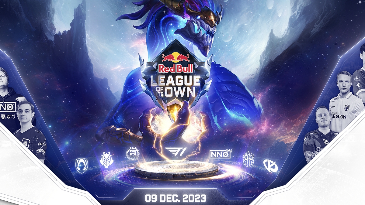 Aurelion Sol standing behind the RedBull league logo.